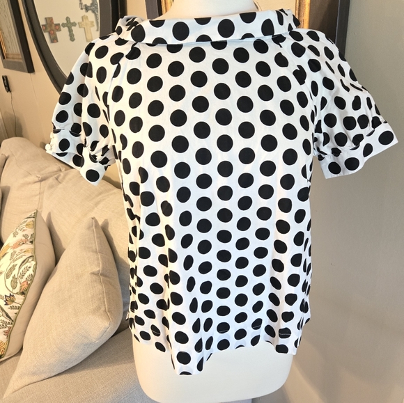 Ann Taylor Factory Tops - Ann Taylor: Black and White Polka Dot Blouse